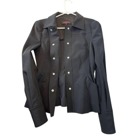 Escada Womens Black Button-Up Jacket Size 34 Long Sleeves Slim Fit Elegant Desig - Picture 5 of 12